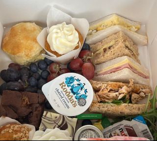 A custom box of
sandwhiches and savoury items
